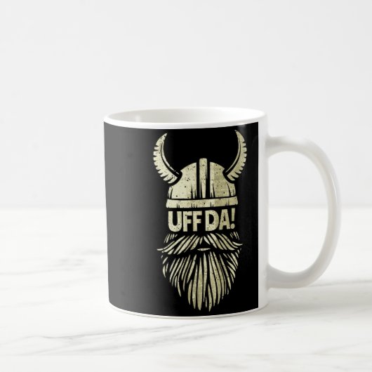 Uff Da Norwegian Quote Scandinavian Viking Helmet  コーヒーマグカップ (右)