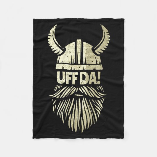 Uff Da Norwegian Quote Scandinavian Viking Helmet フリースブランケット (正面)