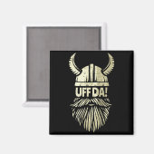 Uff Da Norwegian Quote Scandinavian Viking Helmet  マグネット (正面/裏面)