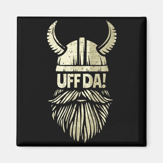 Uff Da Norwegian Quote Scandinavian Viking Helmet  マグネット (正面)