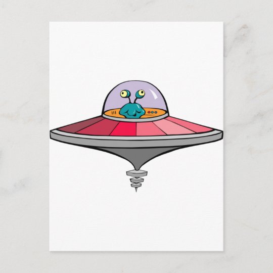 Ufoでのかわいいエイリアン ポストカード Zazzle Co Jp