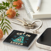 UFOおもしろいによる牛の誘拐 キーホルダー (正面右)