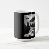 UFOおもしろいエイリアンの猫セルフィー コーヒーマグカップ (正面右)