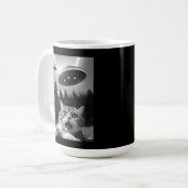 UFOおもしろいエイリアンの猫セルフィー コーヒーマグカップ (正面左)
