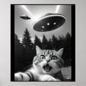 UFOおもしろいエイリアンの猫セルフィー ポスター (正面)