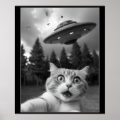 UFOおもしろいエイリアンドローンの猫セルフィー ポスター (正面)