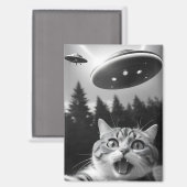 UFOおもしろいエイリアンドローンの猫セルフィー マグネット (正面/裏面)