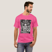 UFOおもしろいエイリアン誘拐試験機付き猫セルフィー Tシャツ (正面フル)