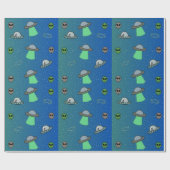 UFOおよびエイリアン包装紙 ラッピングペーパー (フラット)