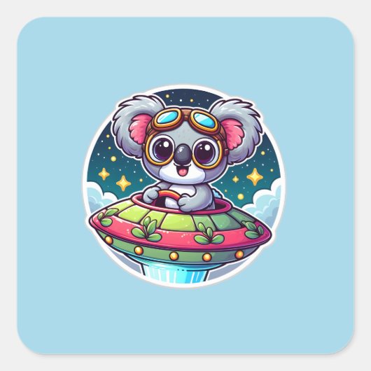 UFOかわいいコアラ スクエアシール (正面)