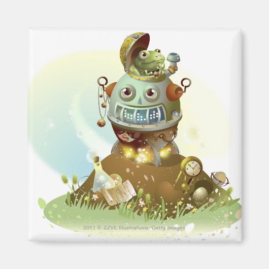 UFOか来ら出てくるカエル マグネット (正面)