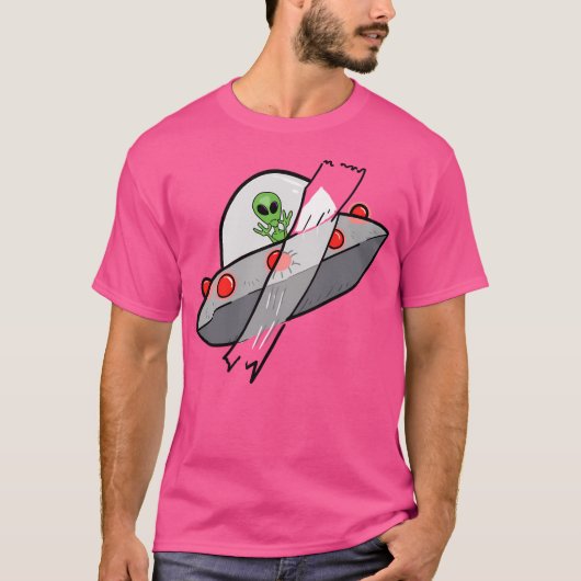 Ufoがテープに引っ掛かる Tシャツ (正面)