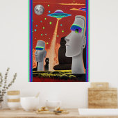 UFOがモアイを動かす ポスター (キッチン)