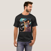 UFOが登場する可愛い猫セルフィー Tシャツ (正面フル)