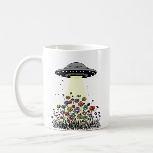 UFOが花を咲かせる コーヒーマグカップ (左)