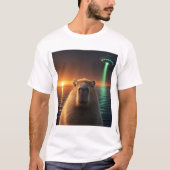 UFOとおもしろいグラフィックcapybara selfie 風変わり Tシャツ (正面)