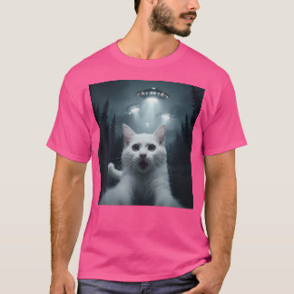 Ufoとの猫の自撮おもしろいり Tシャツ