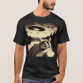 UFOとの猫の自撮り Tシャツ (正面)
