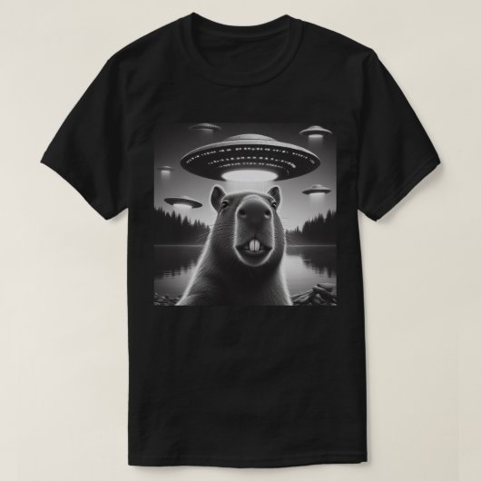UFOとのCapybara selfie Tシャツ (デザイン正面)