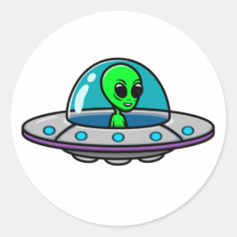 UFOとエイリアンクラシックラウンドステッカー ラウンドシール