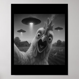 UFOと写メるニワトリ ポスター