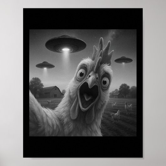 UFOと写メるニワトリ ポスター (正面)