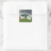 UFOと古代の石の円のシール スクエアシール (バッグ)