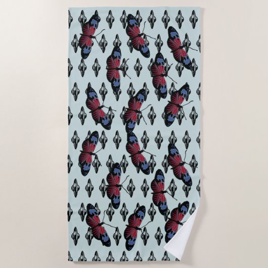 Ufoと蝶 ビーチタオル (正面)