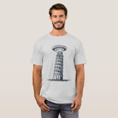 UFOに傾く塔 - 変わった楽しいエイリアンとの遭遇 Tシャツ (正面フル)