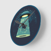 UFOに注意 ラウンド壁時計 (傾斜)