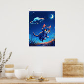 UFOに追いかけられた可愛い子猫 ポスター (キッチン)