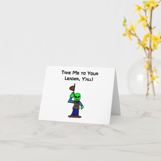 UFOのおもしろい誘拐とカウボーイエイリアン漫画 カード (黄色い花)