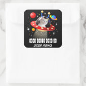 UFOのサイエンスフィクションシーンで猫の名前と写真 スクエアシール (バッグ)