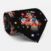 UFOのヒップソースに入った猫と子飛んでいる猫 ネクタイ (ロール)