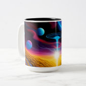 UFOのファンタジー世界 ツートーンマグカップ (正面左)