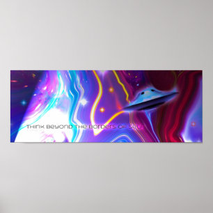 UFOのマゼンタ次元36" x12"横のポスター ポスター