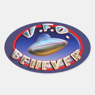 UFOの信者のステッカー 楕円形シール