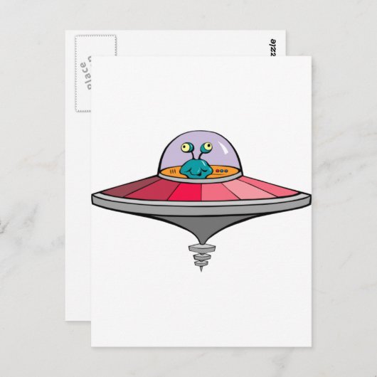 UFOの可愛い漫画エイリアン ポストカード (正面/裏面)