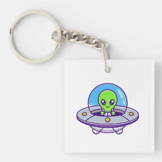 UFOの可愛飛んでいるいエイリアン キーホルダー (正面)