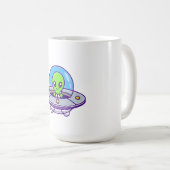 UFOの可愛飛んでいるいエイリアン コーヒーマグカップ (正面右)