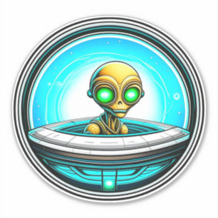 UFOの地球外飛んでいるエイリアン シール