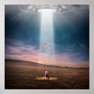 UFOの外国の宇宙船および子供の遭遇ポスター ポスター