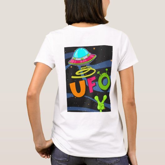 ufoの宇宙こんにちは tシャツ (裏面)