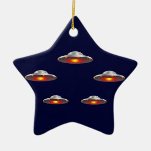 UFOの空飛ぶ円盤のクリスマスのオーナメント セラミックオーナメント