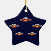 UFOの空飛ぶ円盤のクリスマスのオーナメント セラミックオーナメント (裏面)