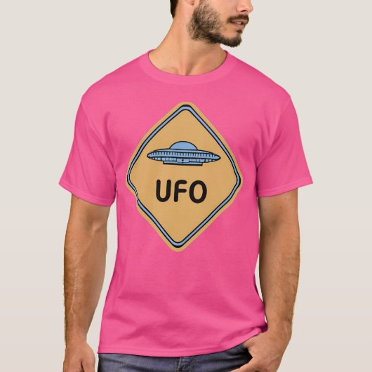 Ufoの警告道路標識 Tシャツ (正面)