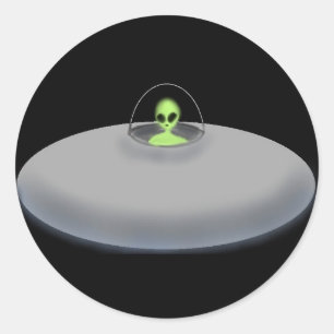 UFOの(黒い)ステッカー ラウンドシール