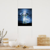 UFOは人間を誘拐しながら地球の上でホバリング。 ポスター (キッチン)