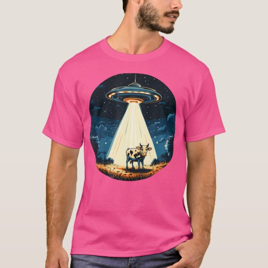 Ufoは少年のためのエイリアン冒険のために牛を燃やしている Tシャツ (正面)