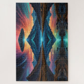 UFOは山とカラフル湖を覆っている ジグソーパズル (縦)